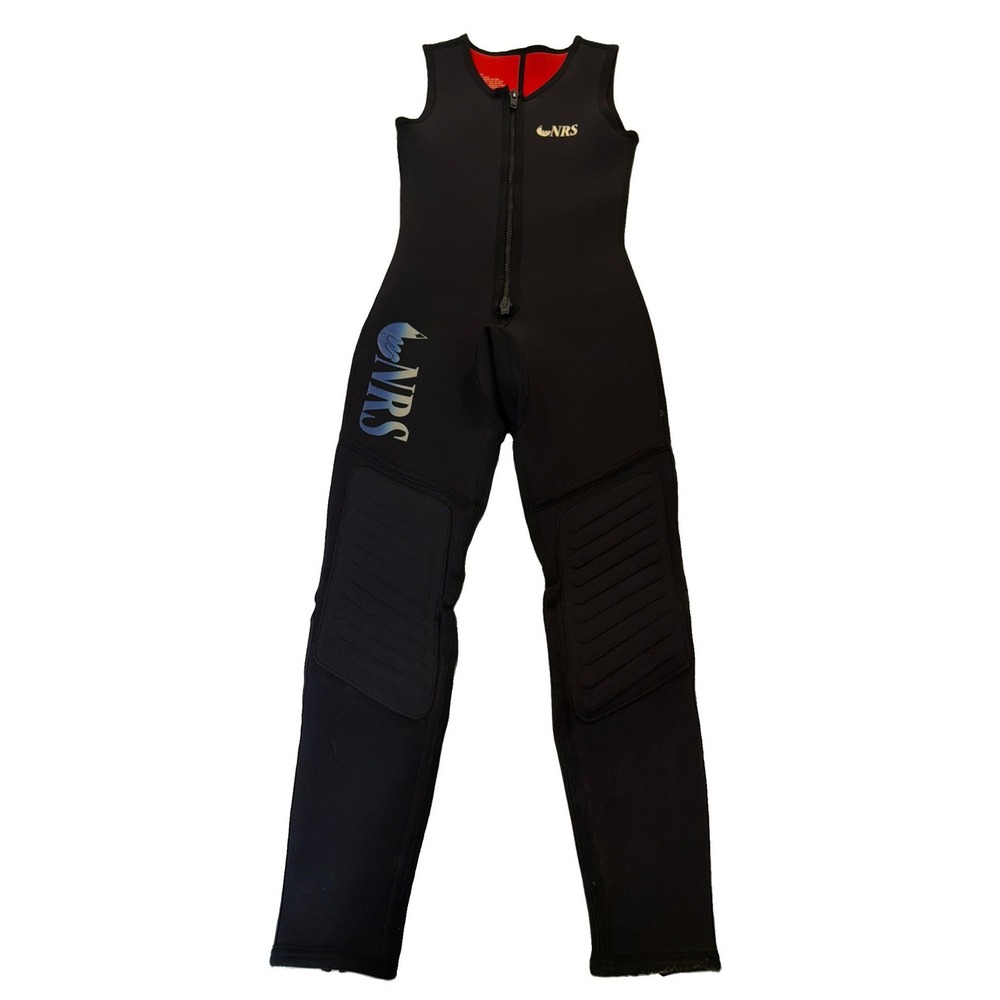 NRS Farmer John Wetsuit Men's M Black Neoprene Sleeveless Full Zip Kayak Rafting